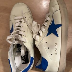 Inspired Golden Goose White and Blue Star Sneakers
